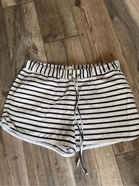 J. Crew White & Navy Striped Drawstring Athletic Shorts